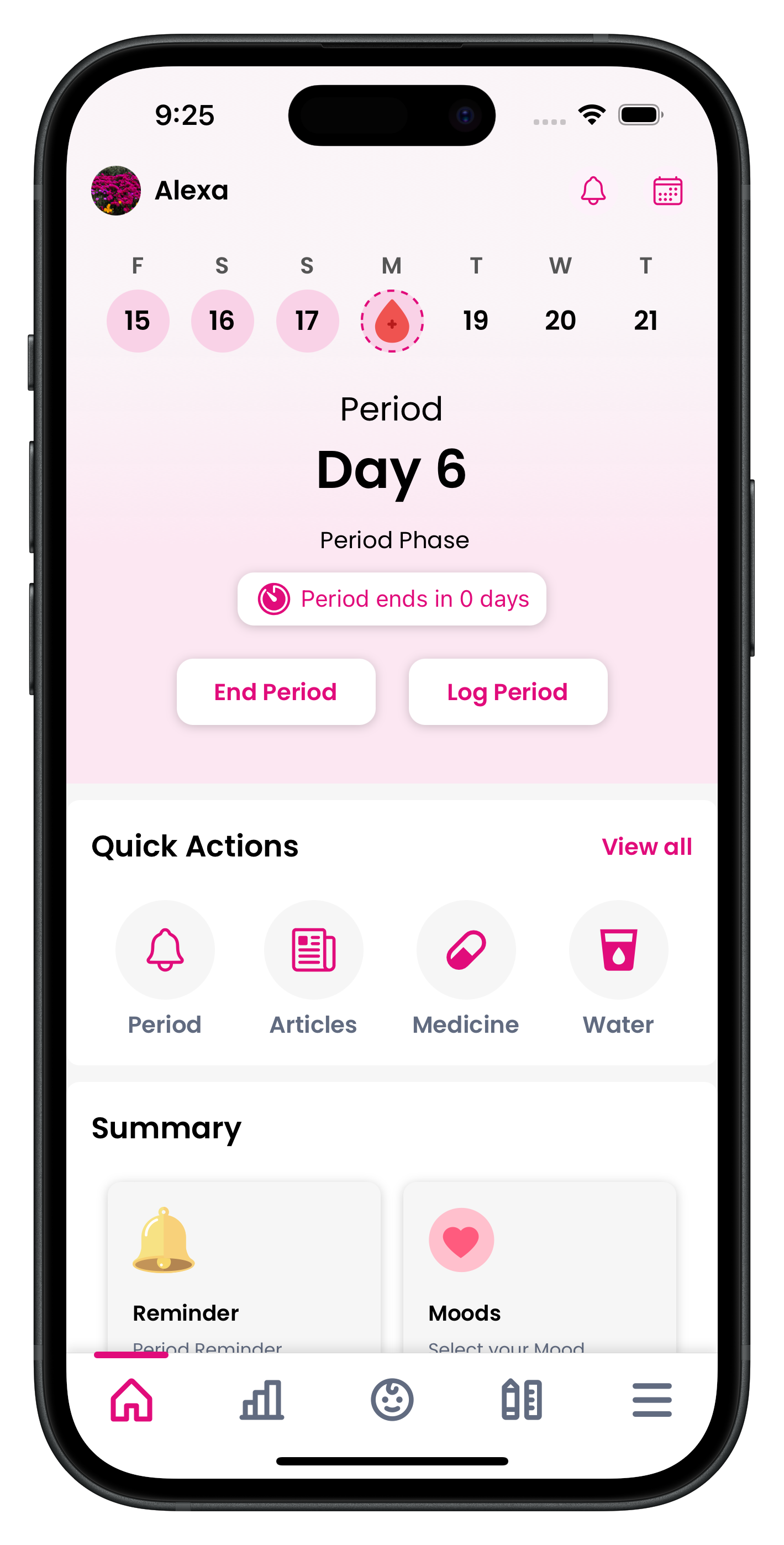 Period Tracking Interface