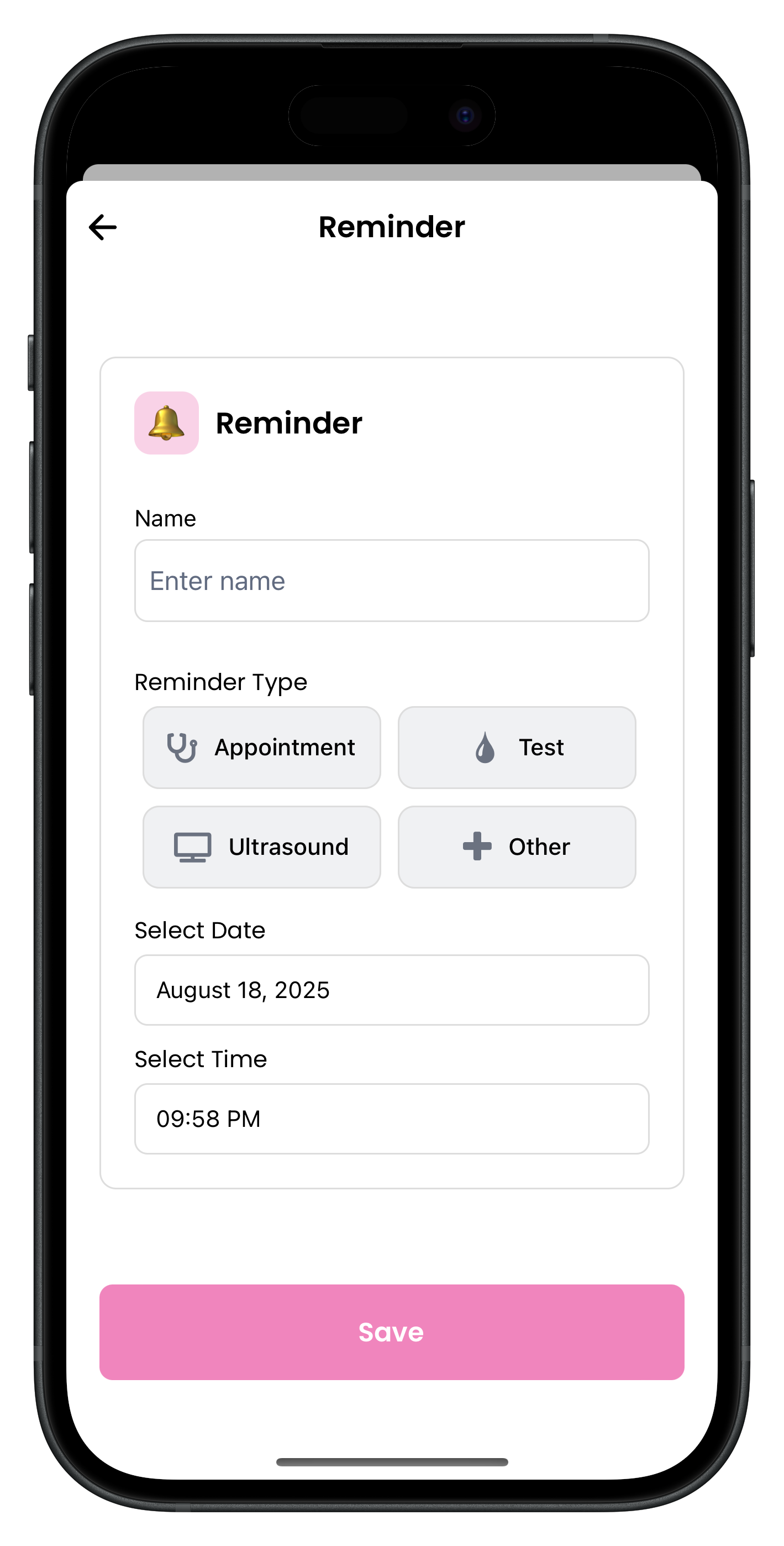 Reminder Setup Form